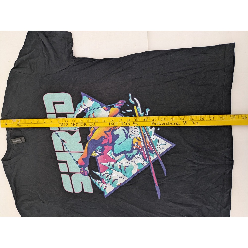 Gildan‎ Softstyle Shred Graphic T-Shirt Mens Large Black Skiing Retro Skier Tee - Picture 5 of 9